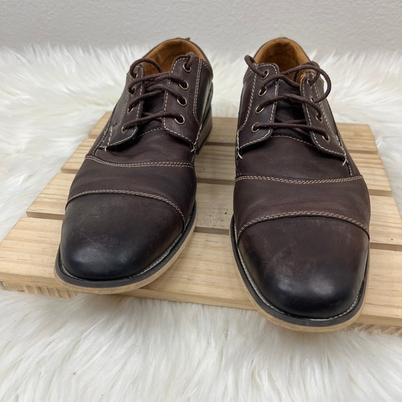 Steve Madden Kesslo Mens Brown Lace Up Leather Cap Toe Oxford Size 9 - Picture 4 of 7